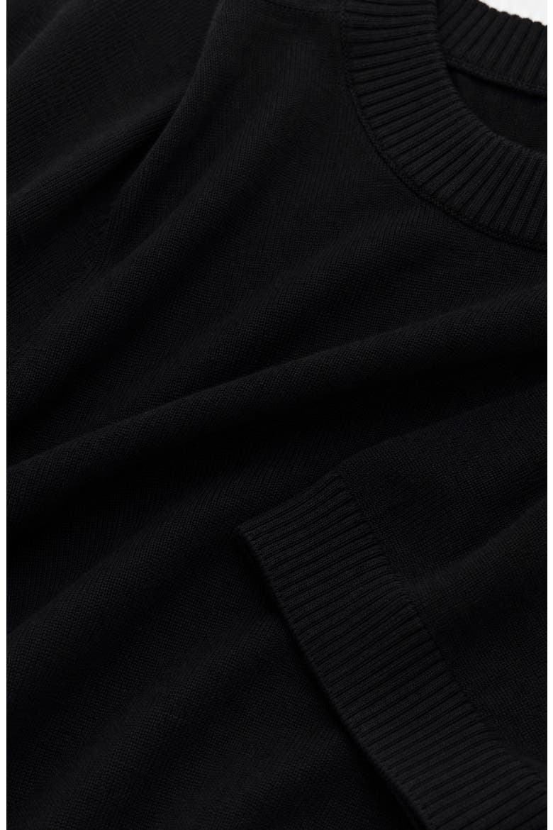 Short Sleeve Knit Crewneck Sweater Tee, Alternate, color, Black