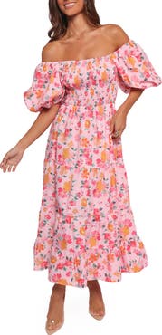 Petal & Pup Soliel Floral Print Off the Shoulder Maxi Dress