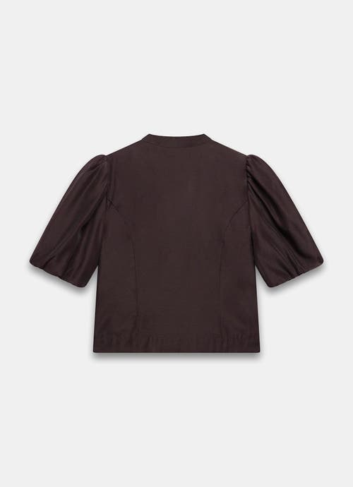 Mint Velvet Puff Sleeve Top With Flower Detail In Brown