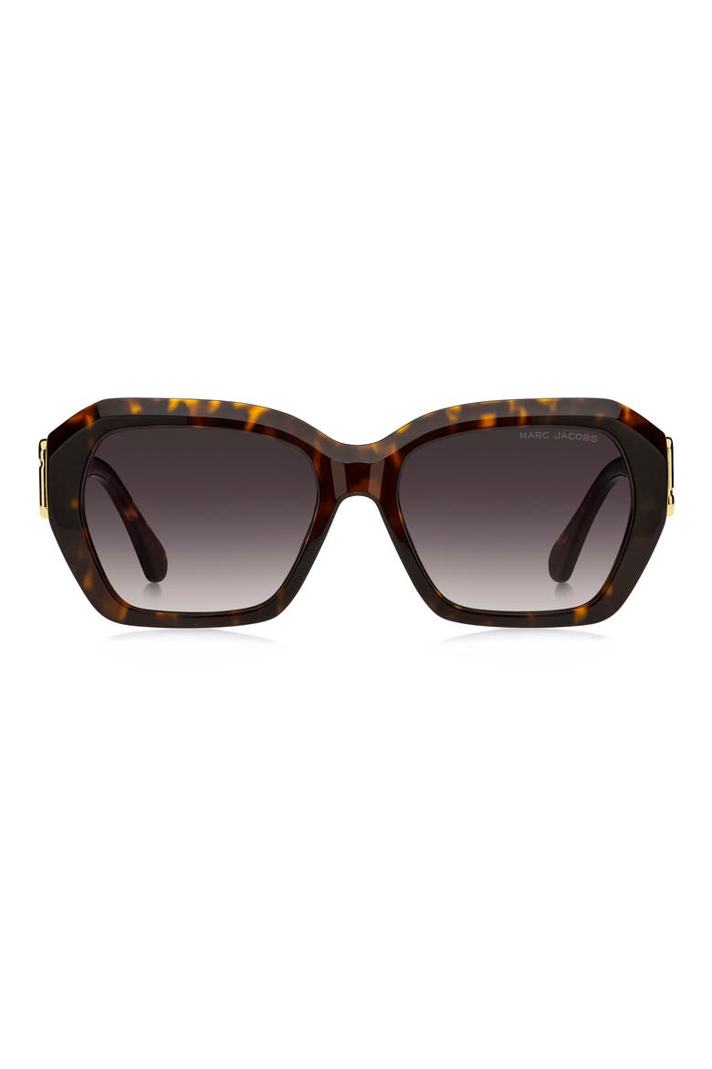 55mm Square Geomatric Sunglasses, Main, color, HAVANA/ BURGUNDY