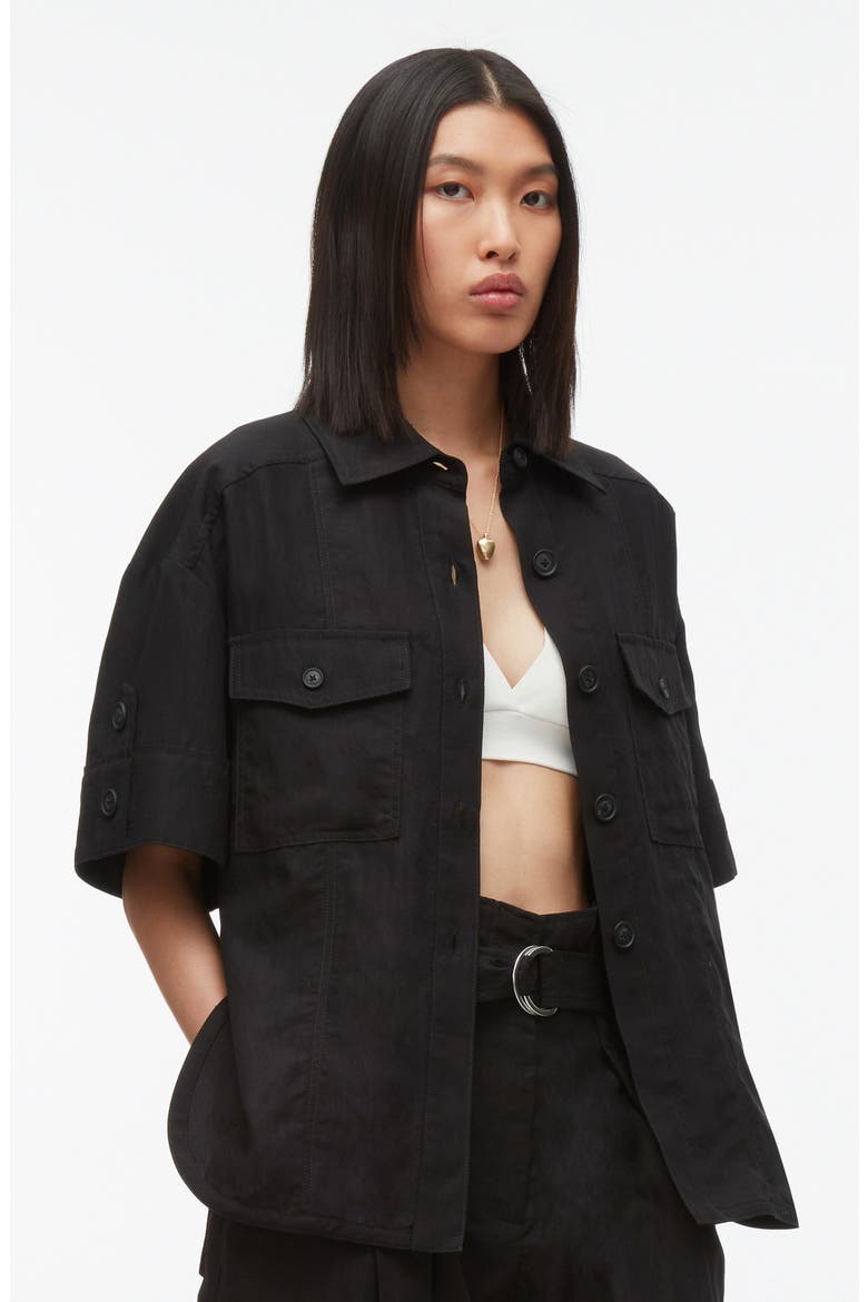Oversized Camp Shirt, Alternate, color, BLACK