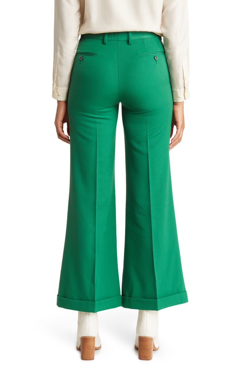 Gucci High Waist Wide Leg Wool Pants, Alternate, color, Shamrock