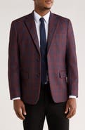 Duchamp Slim Fit Plaid Stretch Knit Blazer