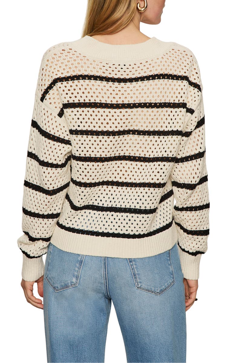 Sanctuary Stripe Open Stitch V-Neck Sweater, Alternate, color, 