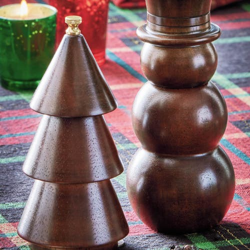 Tag Tree Salt And Pepper Grinder Shakers Set Brown Christmas Decor In Brown