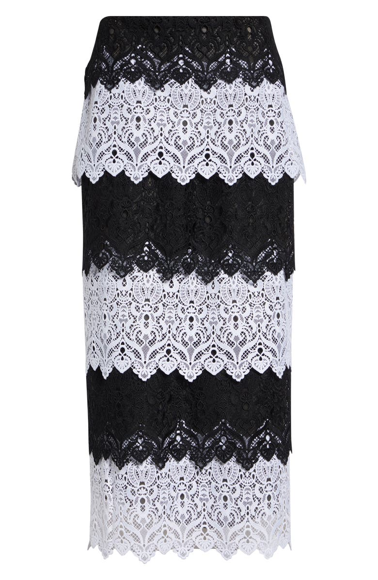 Carolina Herrera Layered Lace Pencil Skirt, Main, color, Black/ White