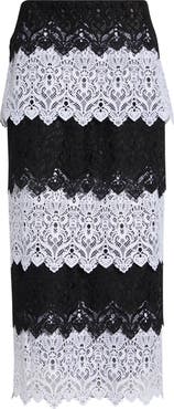 Carolina Herrera Layered Lace Pencil Skirt