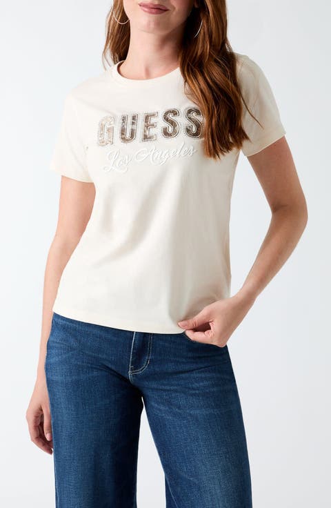 Snake Script Rhinestone Graphic T-shirt