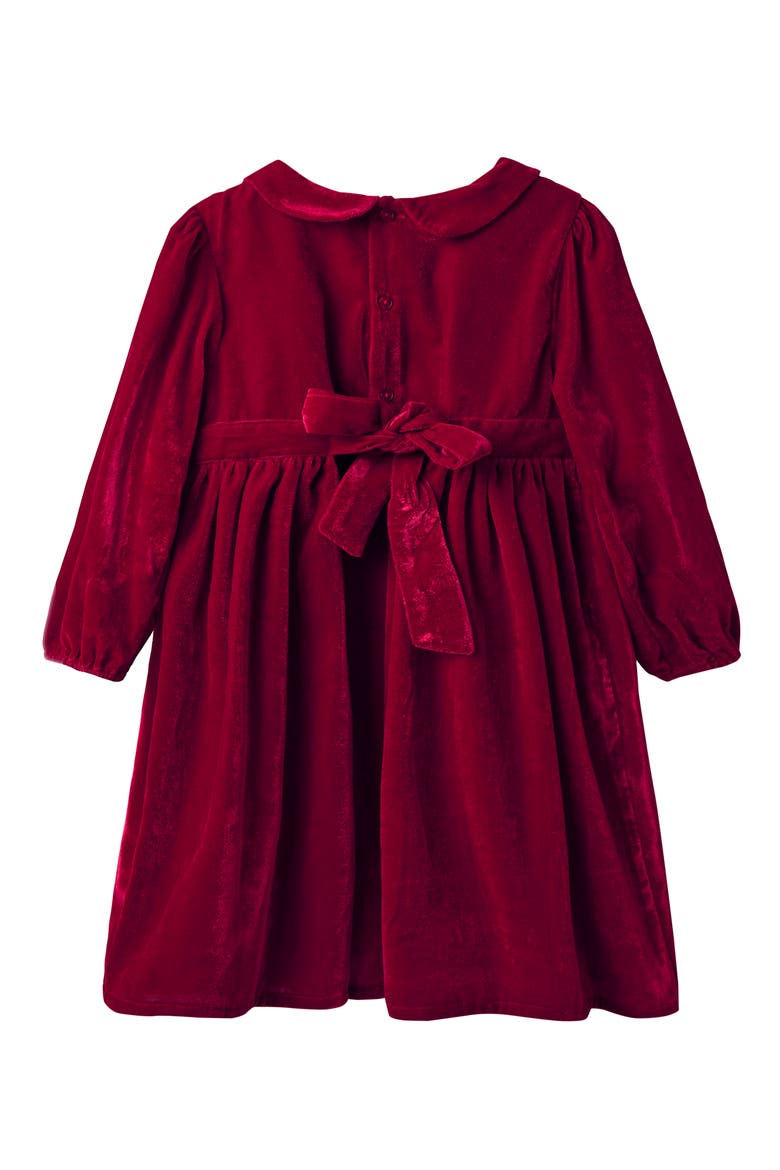 Kids' Smocked Velvet Dress, Alternate, color, RED