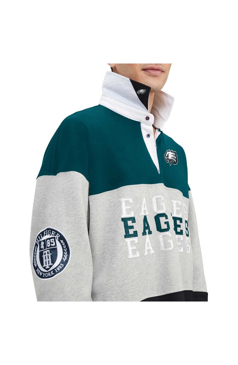 Tommy Hilfiger Men's Tommy Hilfiger Midnight Green Philadelphia Eagles Connor Oversized Rugby Long Sleeve Polo, Alternate, color, Green