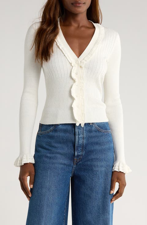 Demetra Ruffle Rib Cardigan