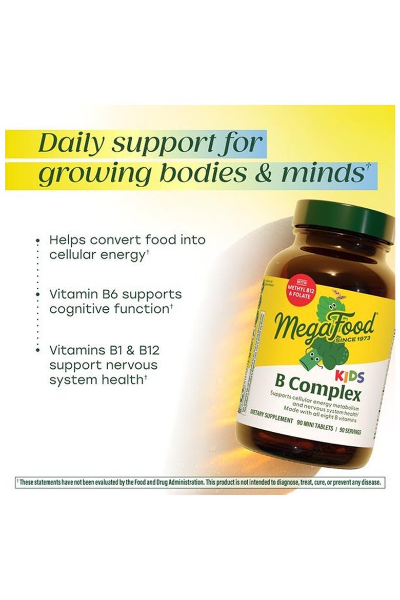 Kids Vitamin B Complex with Zinc, Lemon Balm & L Theanine, Vegetarian, 90 Mini Tablets, Alternate, color, None