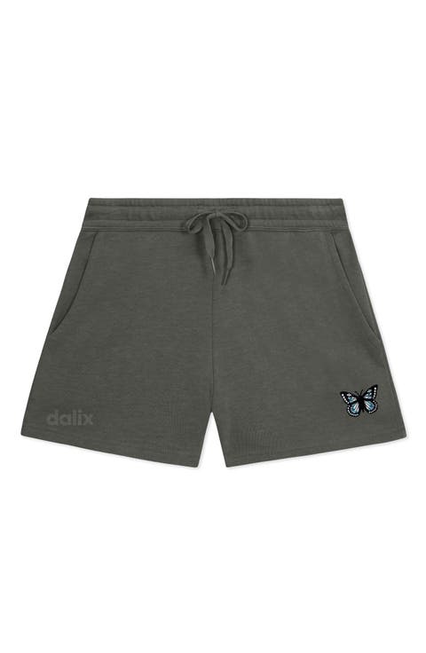 Womens Butterfly Midweight Washed Fleece Shorts
