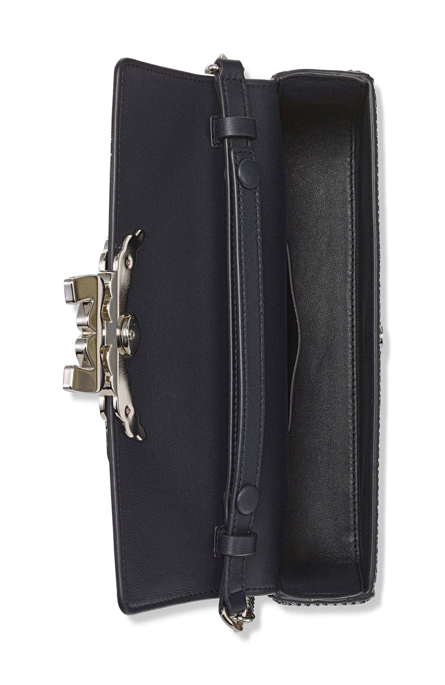 Himmel Shoulder Bag in Sequin Monogram Leather, Alternate, color, blue