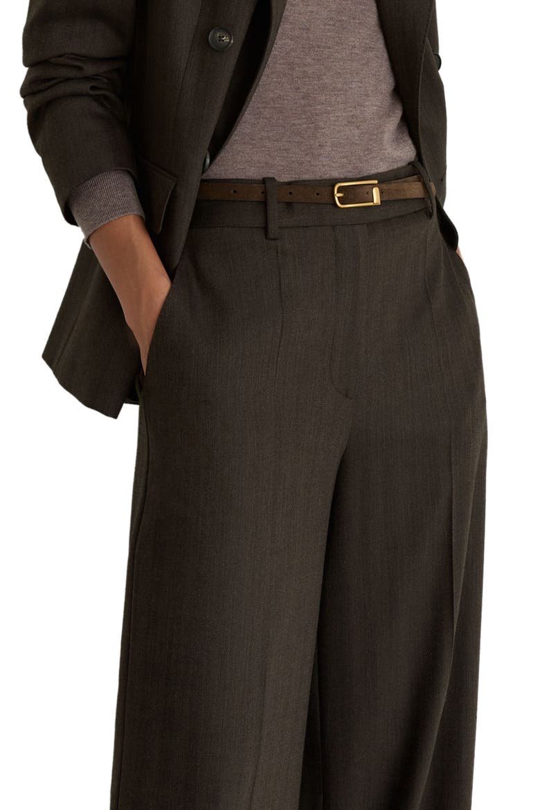 Dawson Herringbone Wide Leg Wool Blend Trousers, Alternate, color, CHOCOLATE BROWN