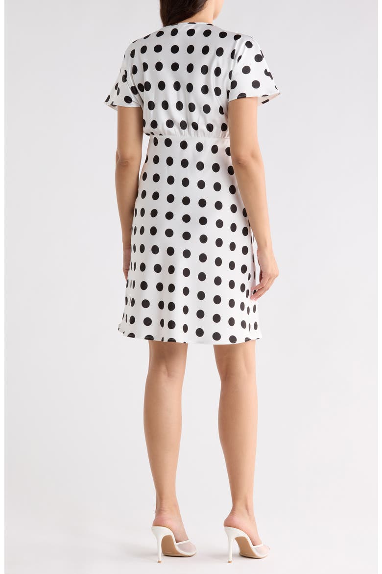 Polka Dot V-Neck Dress, Alternate, color, WHITE