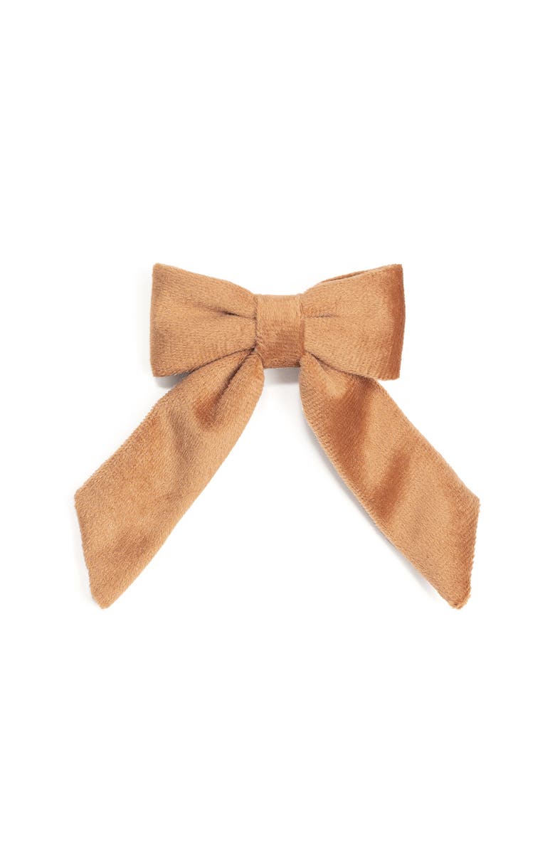 Sweet Wink Spice Velvet Bow Clip, Main, color, Spice