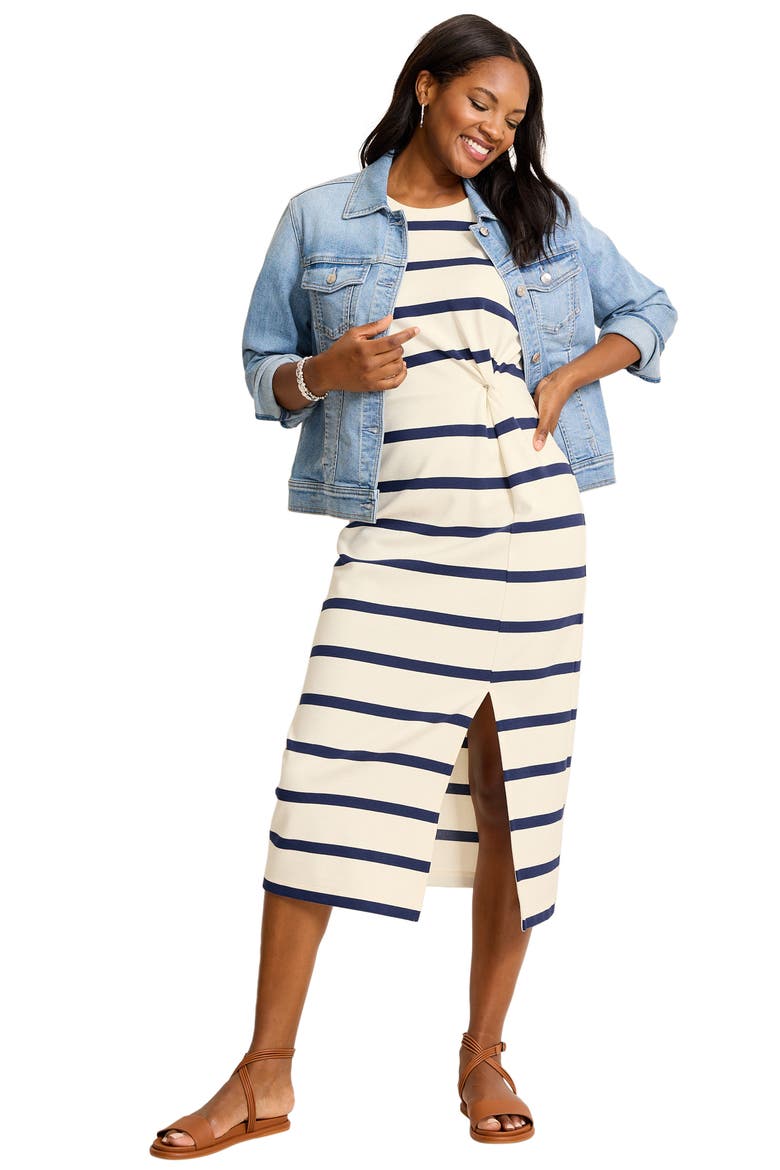 Agua Twisted Midi Dress, Alternate, color, COCONUT