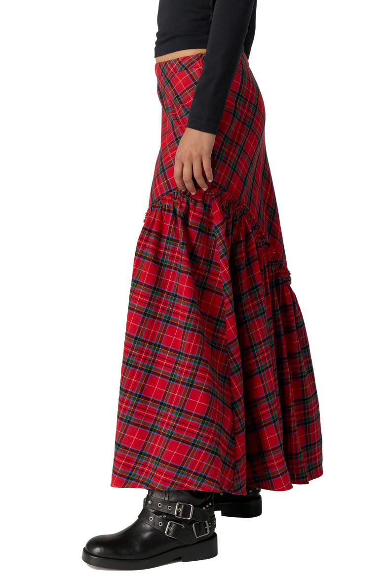 Emberwood Plaid Maxi Skirt, Alternate, color, RED