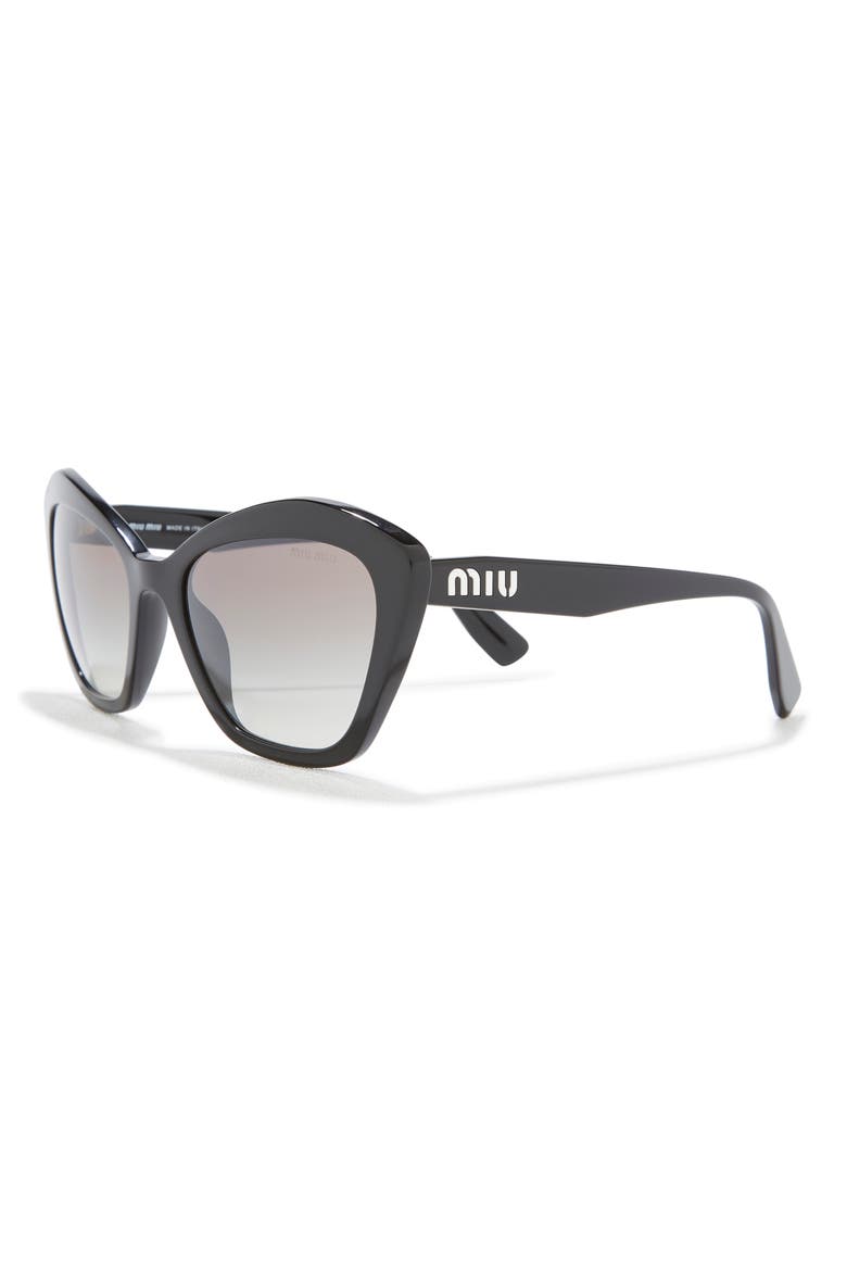 Logo 55mm Tinted Irregular Sunglasses, Alternate, color, BLACK
