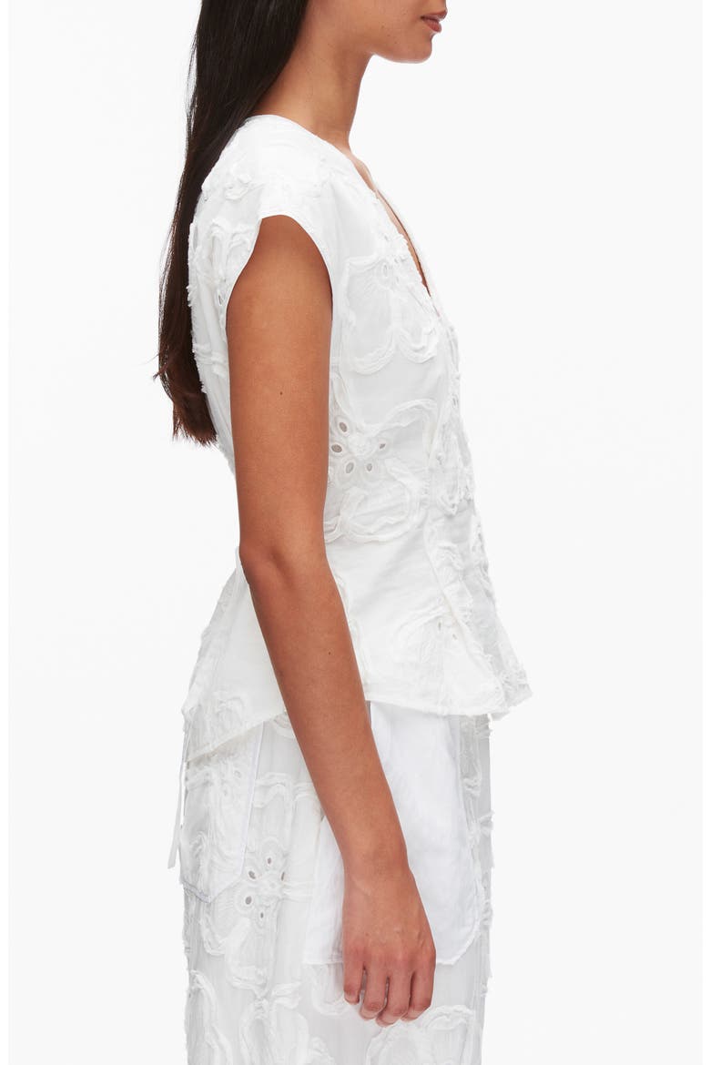 3D Floral Embroidered Top, Alternate, color, WHITE