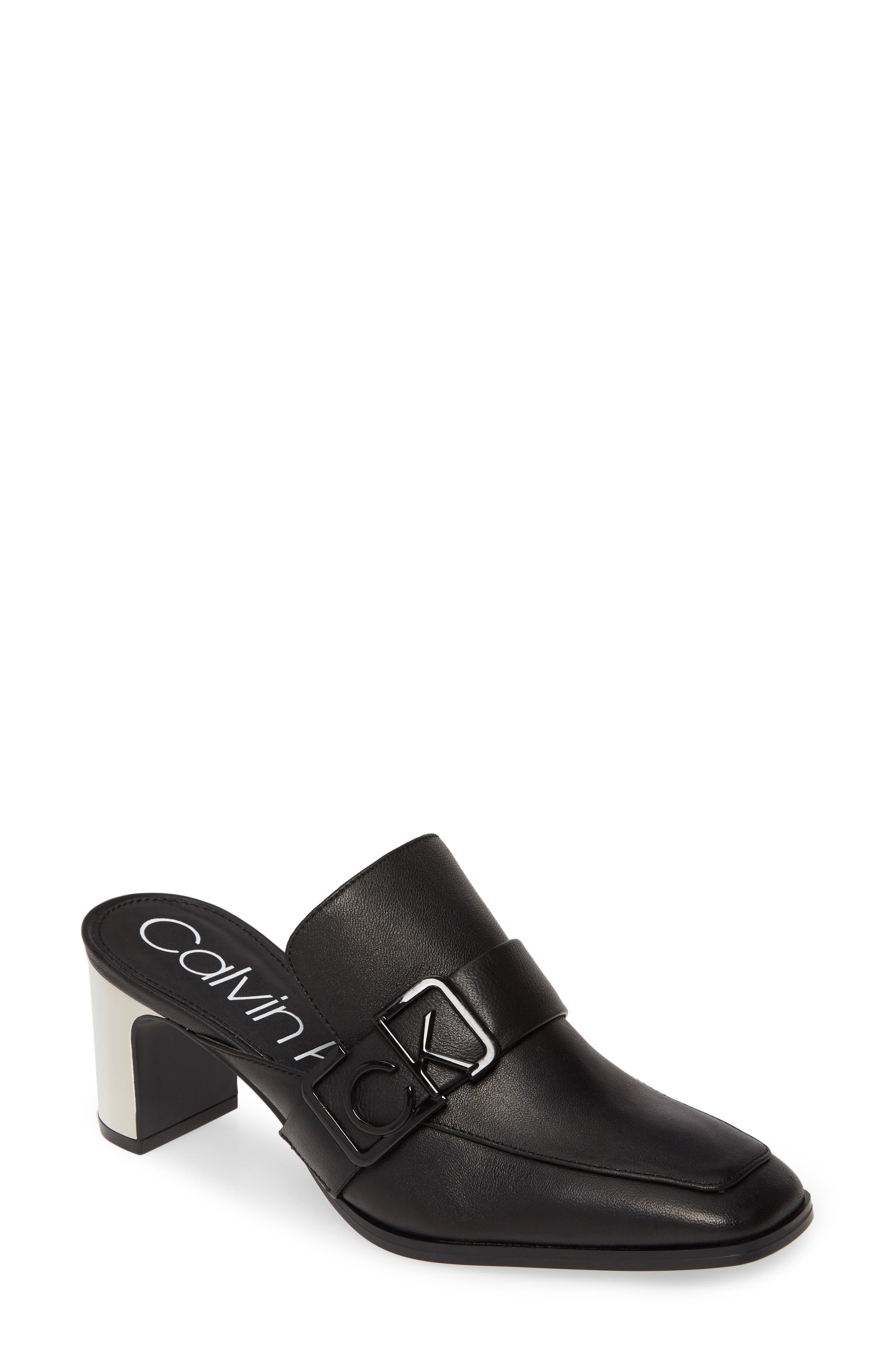 Calvin Klein Dacy Logo Buckle Loafer Mule, Main, color, 