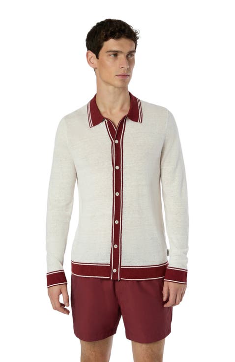 Linen Long Sleeve Sweater Polo