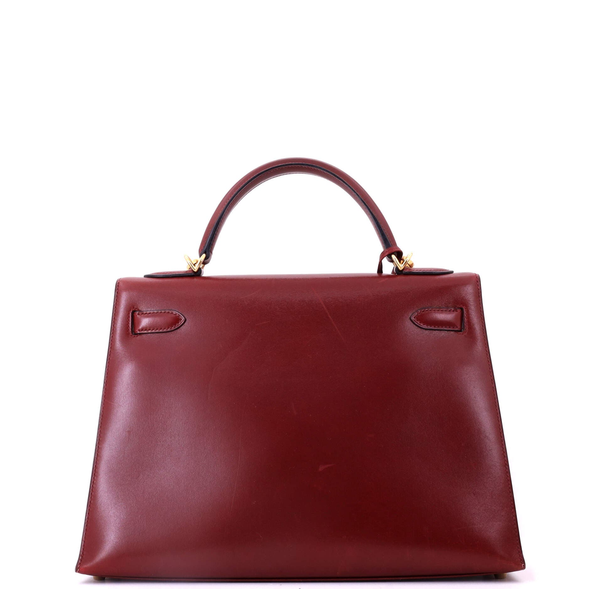 Pre-Owned Hermes Kelly Handbag Red Box Calf with Gold Hardware 32, Alternate, color, Rouge H