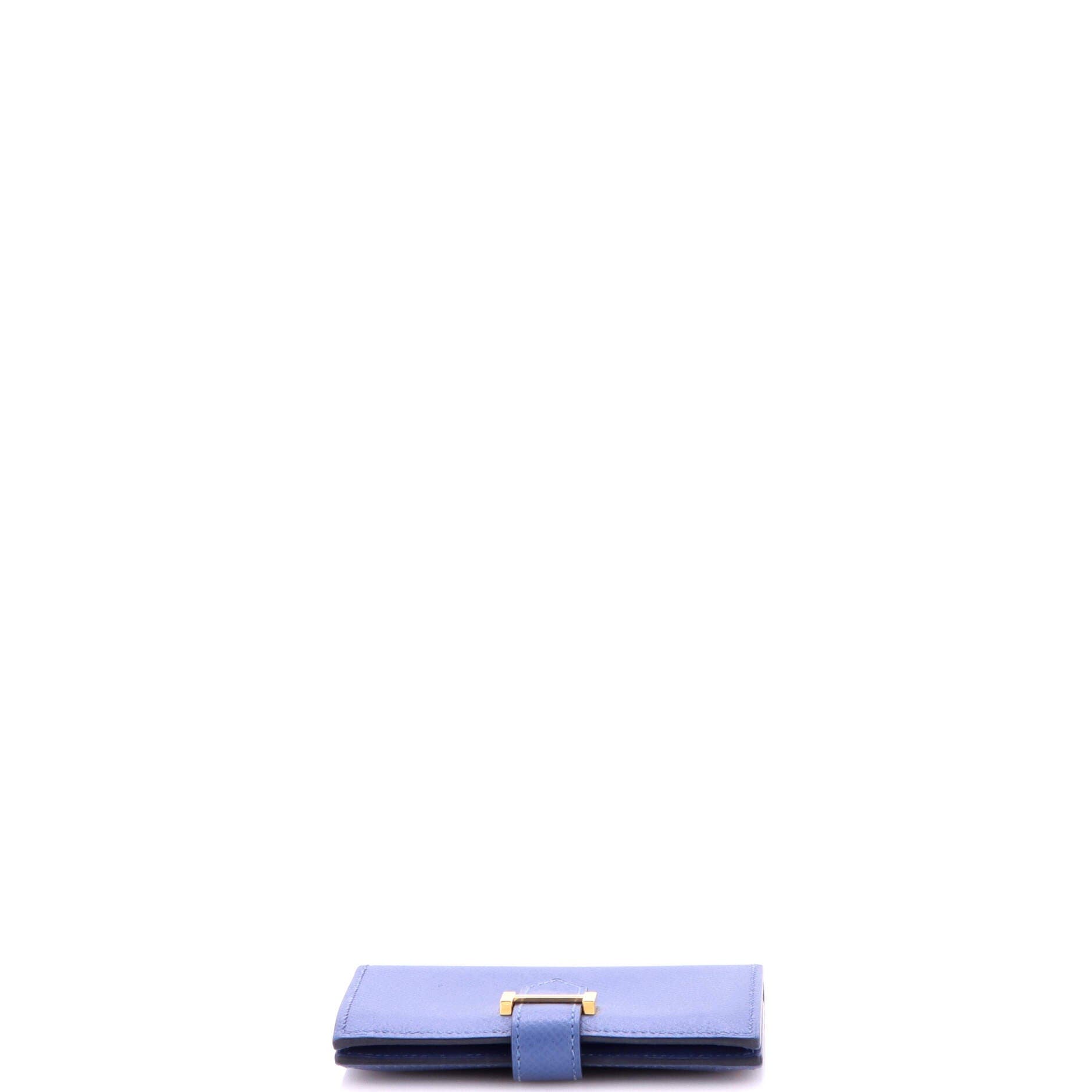 Pre-Owned Hermes Bearn Card Case Epsom, Alternate, color, Bleu Brighton