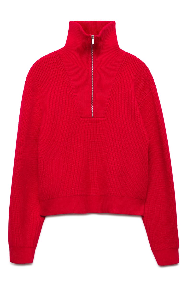 MANGO Half Zip Rib Sweater, Alternate, color, 