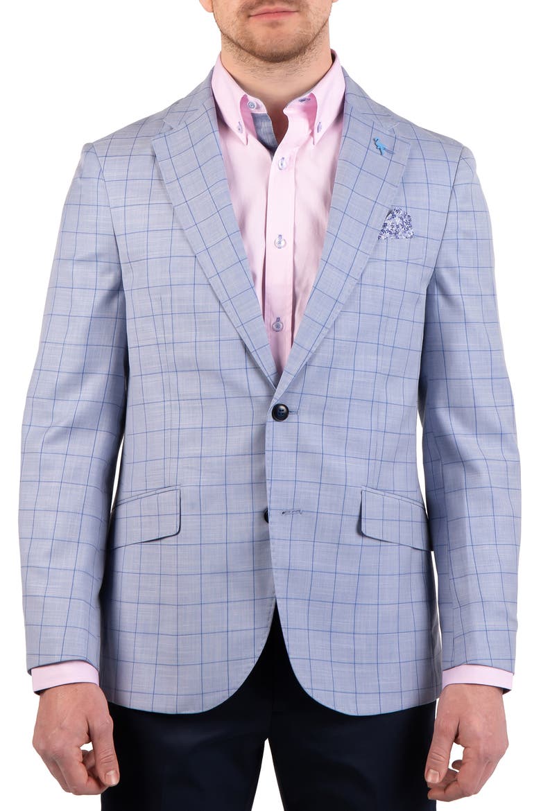 Mini Windowpane Sport Coat, Main, color, LIGHT BLUE