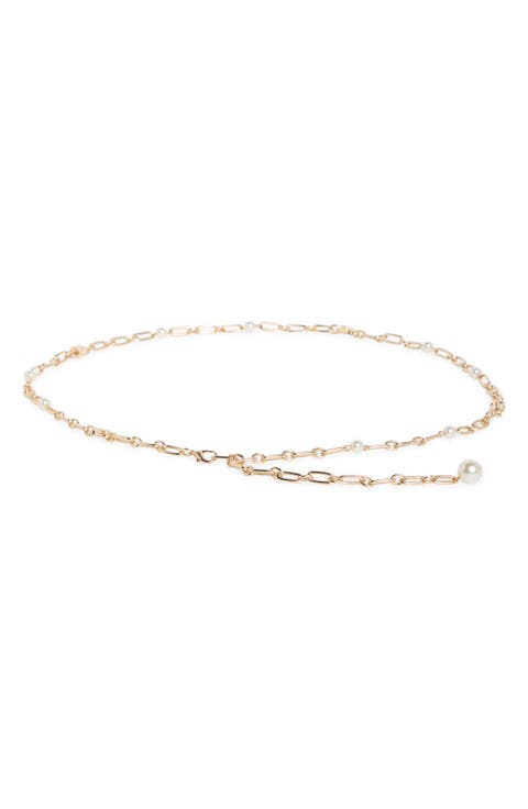 Faux Pearl Charm Chain Belt