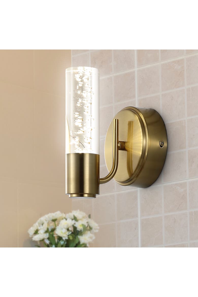 Bolha 1-Light Minimalist Modern Bubble Acrylic/Iron Integrated LED Vanity Light, Alternate, color, Brass Gold