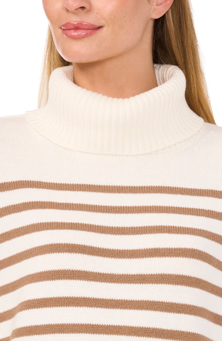 CeCe Stripe Bell Sleeve Turtleneck Sweater, Alternate, color,