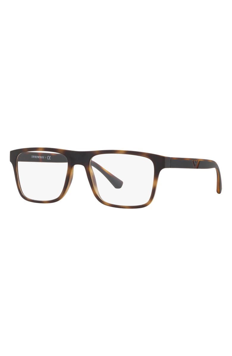 Emporio Armani 54mm Rectangular Optical Glasses, Alternate, color, Havana