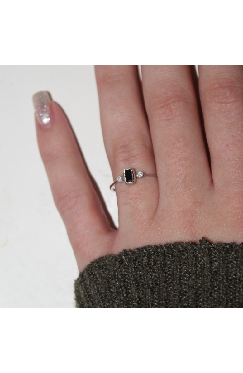 LuvMyJewelry Emerald Cut Alexandrite & Diamond Birthstone Ring in 14K Gold, Alternate, color, White Gold