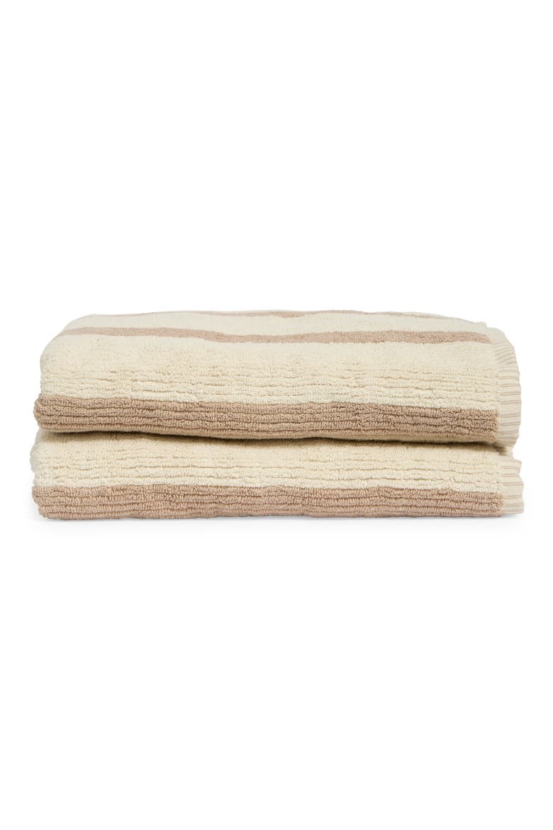 2-Pack Reversible Stripe Bath Towel, Main, color, TAN THREAD