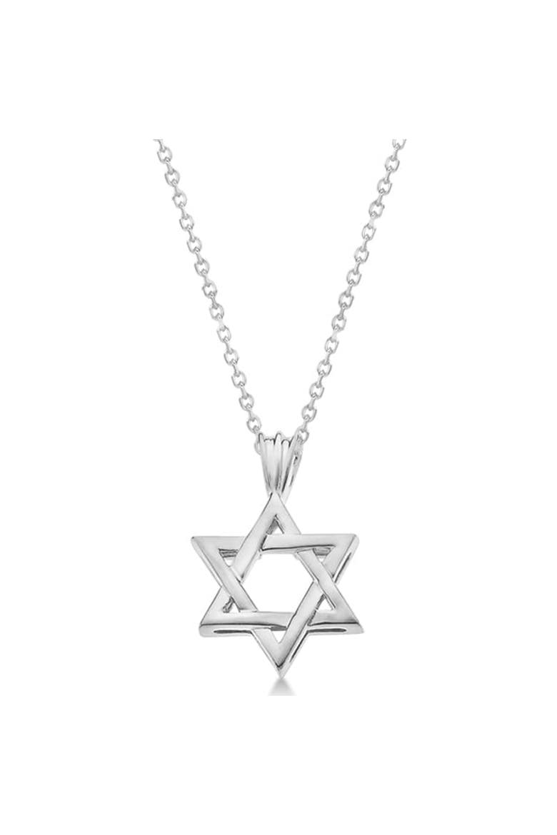 Classic Jewish Star of David Pendant Necklace Solid 14k, Alternate, color, white gold