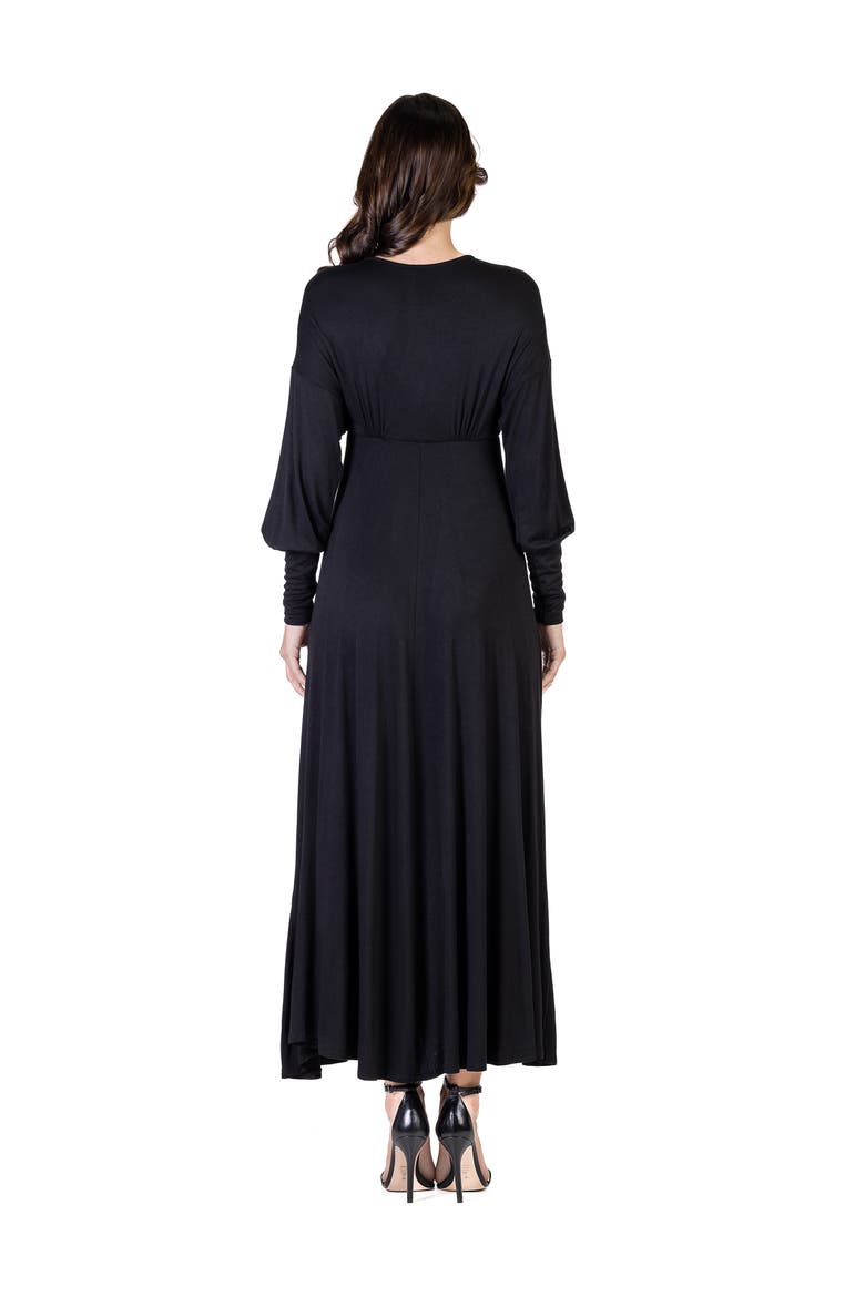V-Neck Long Sleeve Maxi Dress, Alternate, color, Black