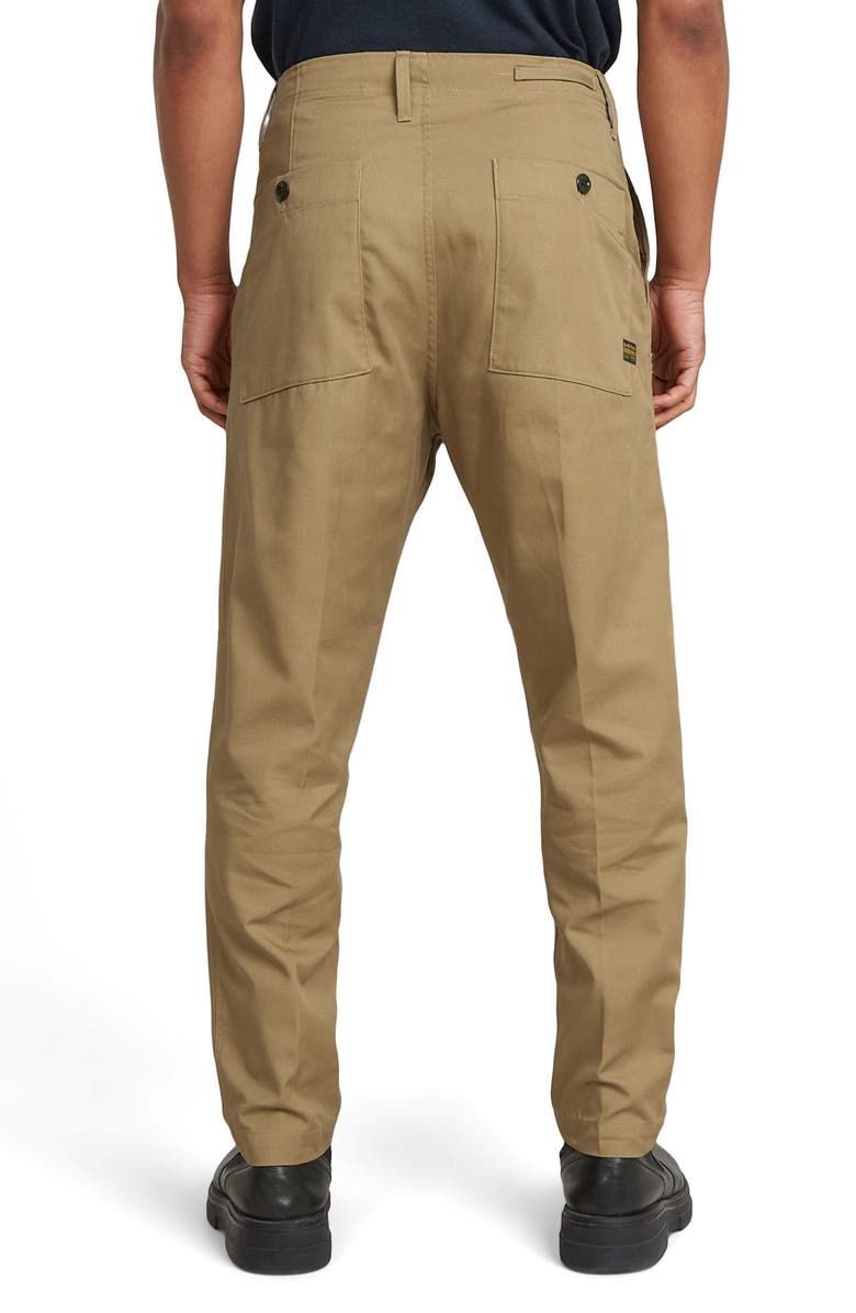 G-STAR Pleated Relaxed Tapered Leg Chinos, Alternate, color, Toffee