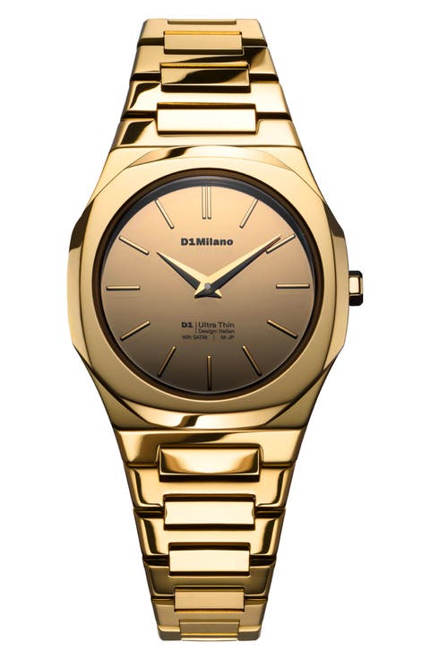 Gold Gleam Ultra Thin Bracelet Watch, 30mm