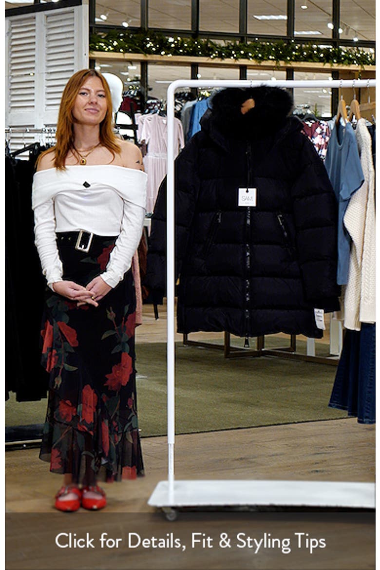 Addison Water Resistant Down Puffer Coat with Genuine Shearling Collar video