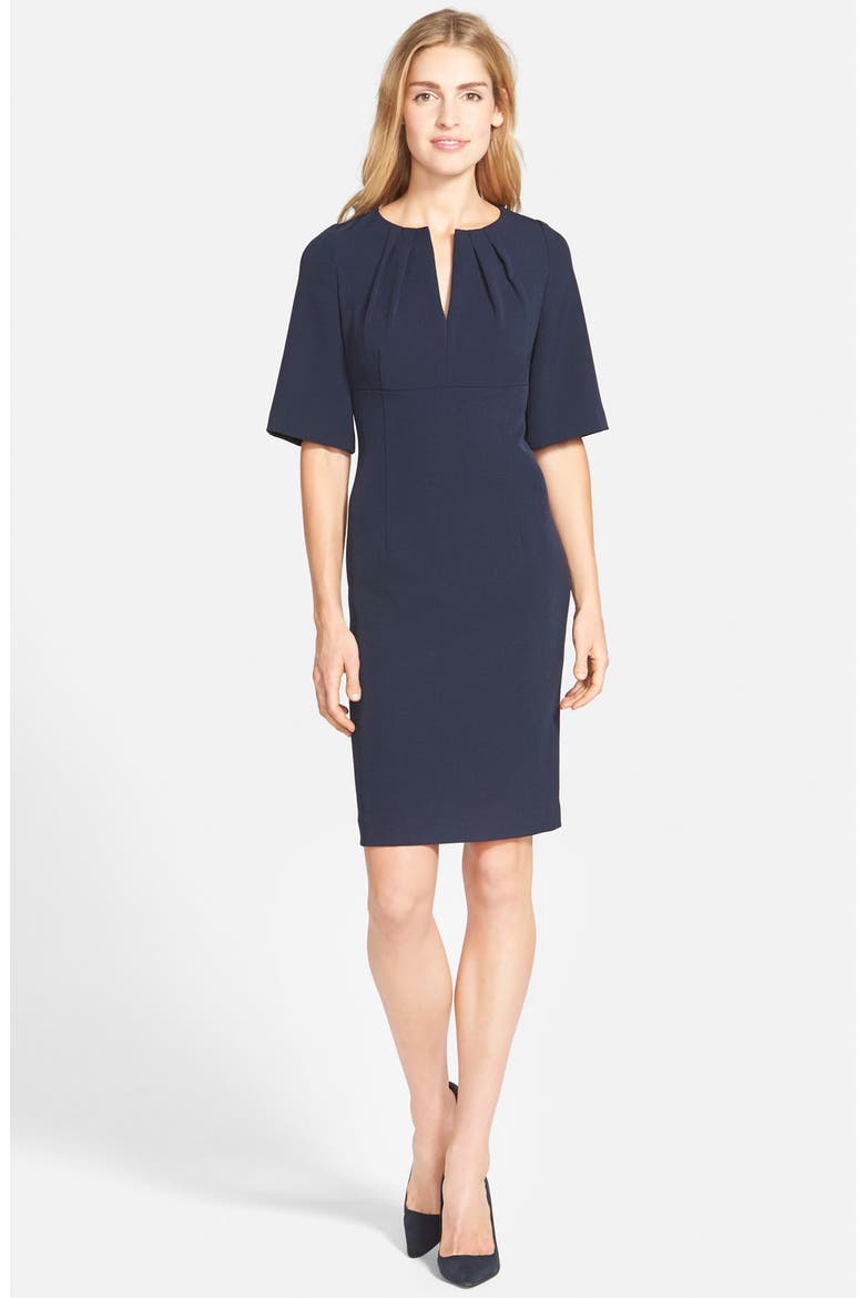 Stretch Crepe Sheath Dress, Alternate, color, NAVY