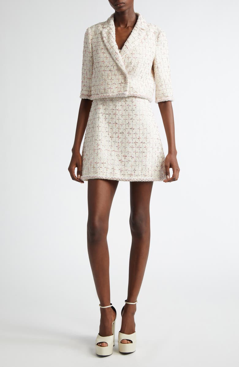 Giambattista Valli Windowpane Check Tweed Minidress, Alternate, color,