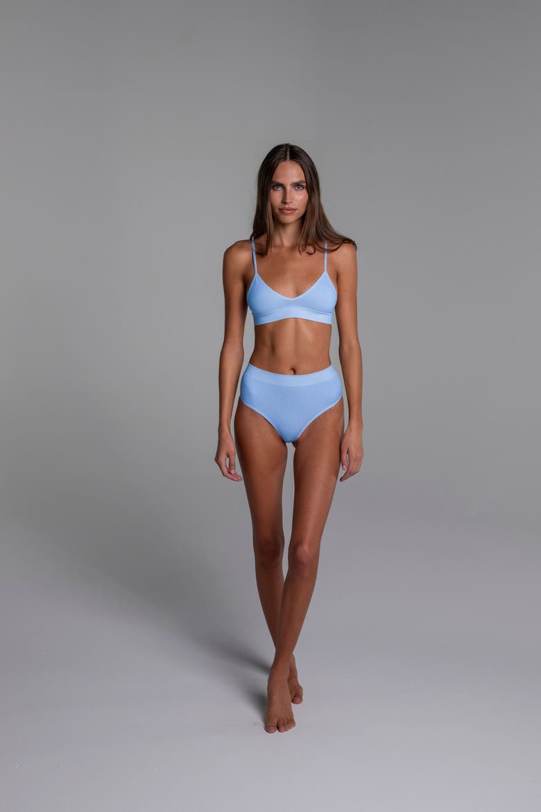 Low Show V Bralette, Alternate, color, Arctic Blue