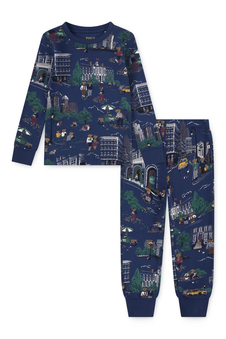Kids' School Bear Pajamas, Main, color, REFINED NAVY