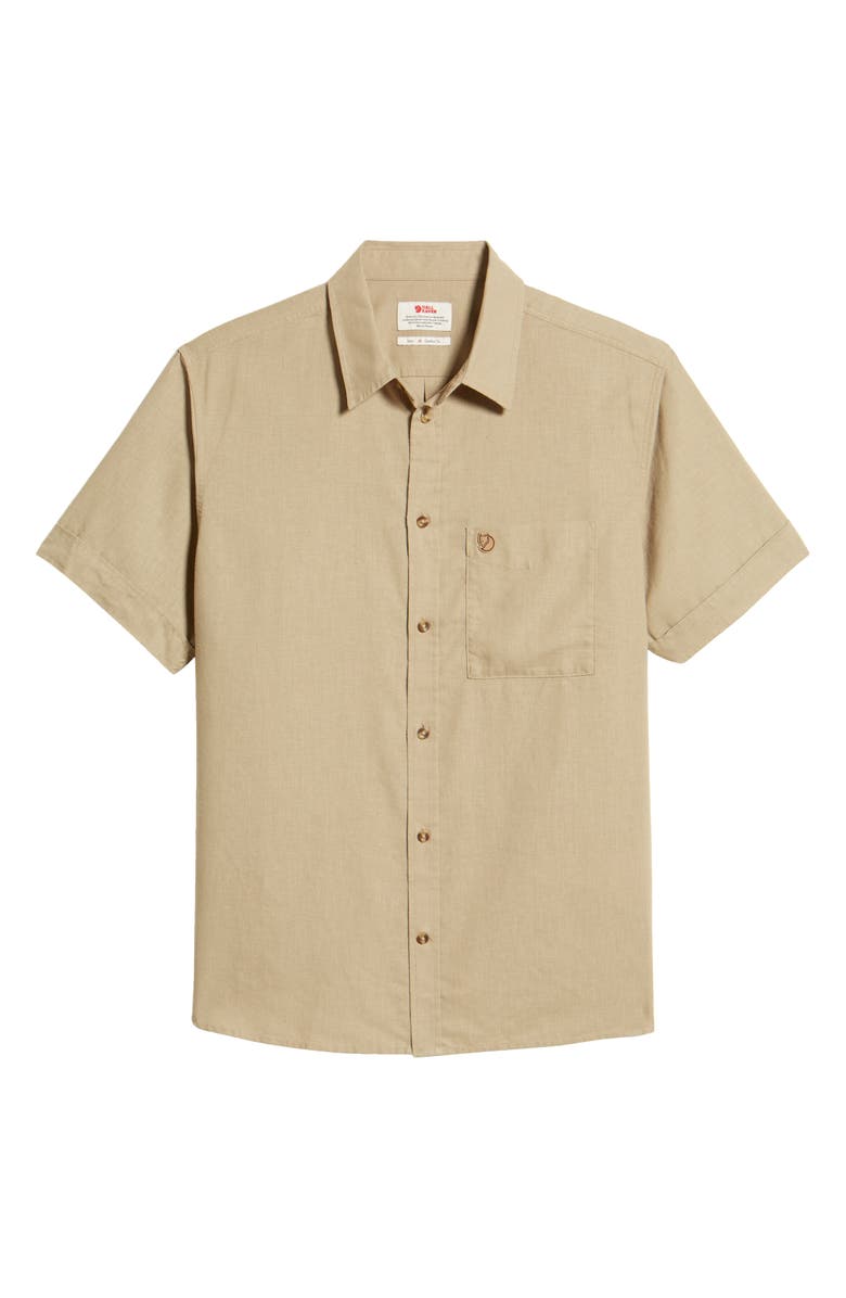 Fjällräven Ovik Travel Short Sleeve Button-Up Shirt, Alternate, color, Sand Stone