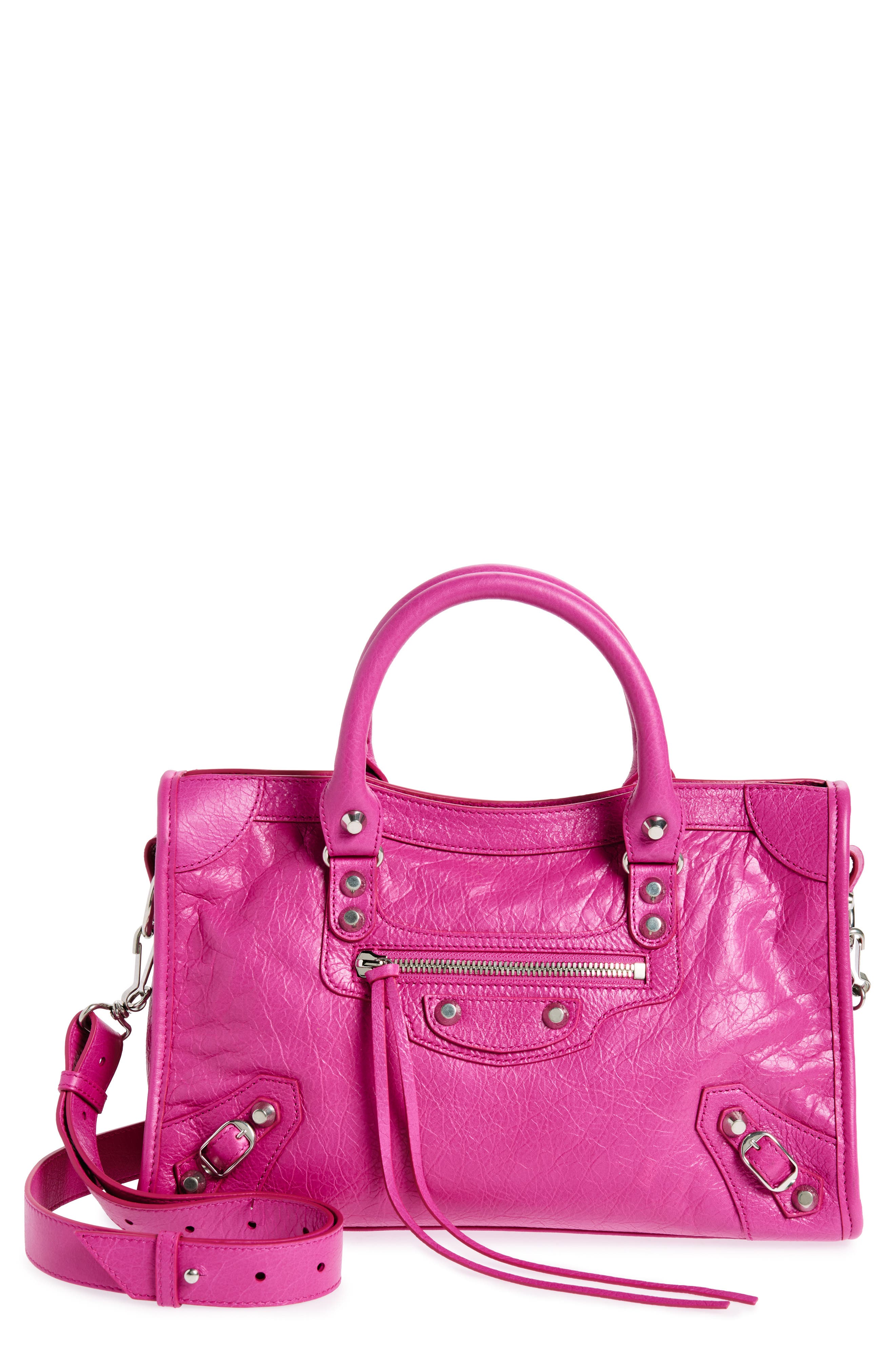 Balenciaga Small Le City Crinkle Leather Top Handle Bag, Main, color, 