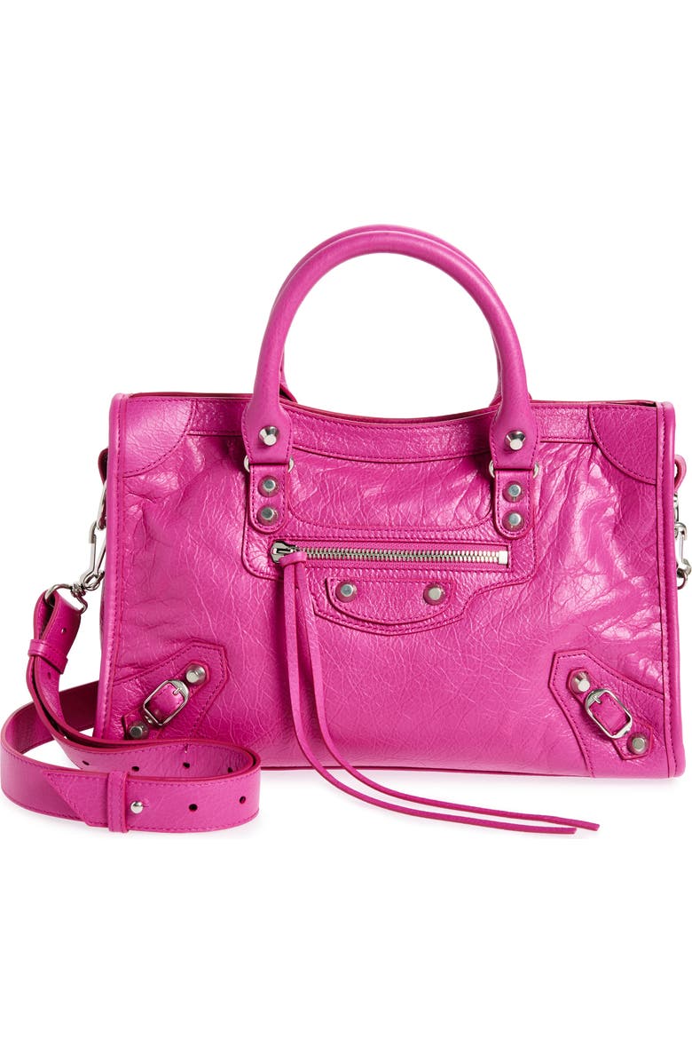 Balenciaga Small Le City Crinkle Leather Top Handle Bag, Main, color,