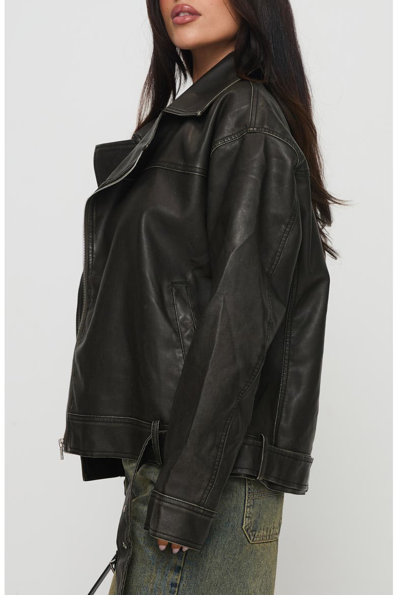Aldrich Oversize Faux Leather Moto Jacket, Alternate, color, WASHED GREY